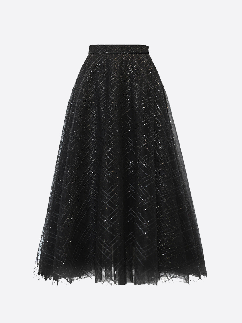 beads lace tulle - black